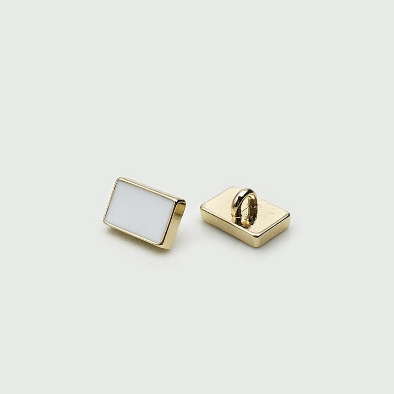 9x13mm Fekete Fehér Fém Téglalap Alakú Ing Gombok 30db
