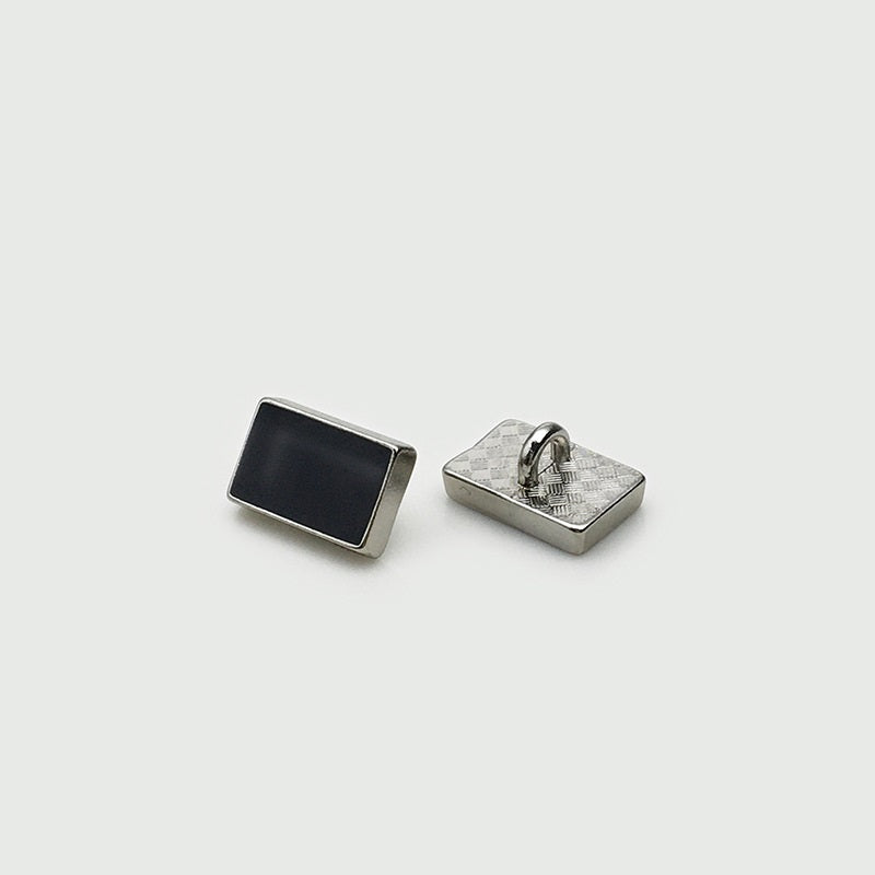 9x13mm Fekete Fehér Fém Téglalap Alakú Ing Gombok 30db