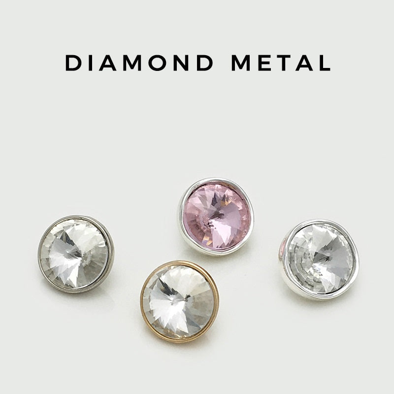 10-20mm Metal Buttons with Colorful Crystal and Shank 20pcs