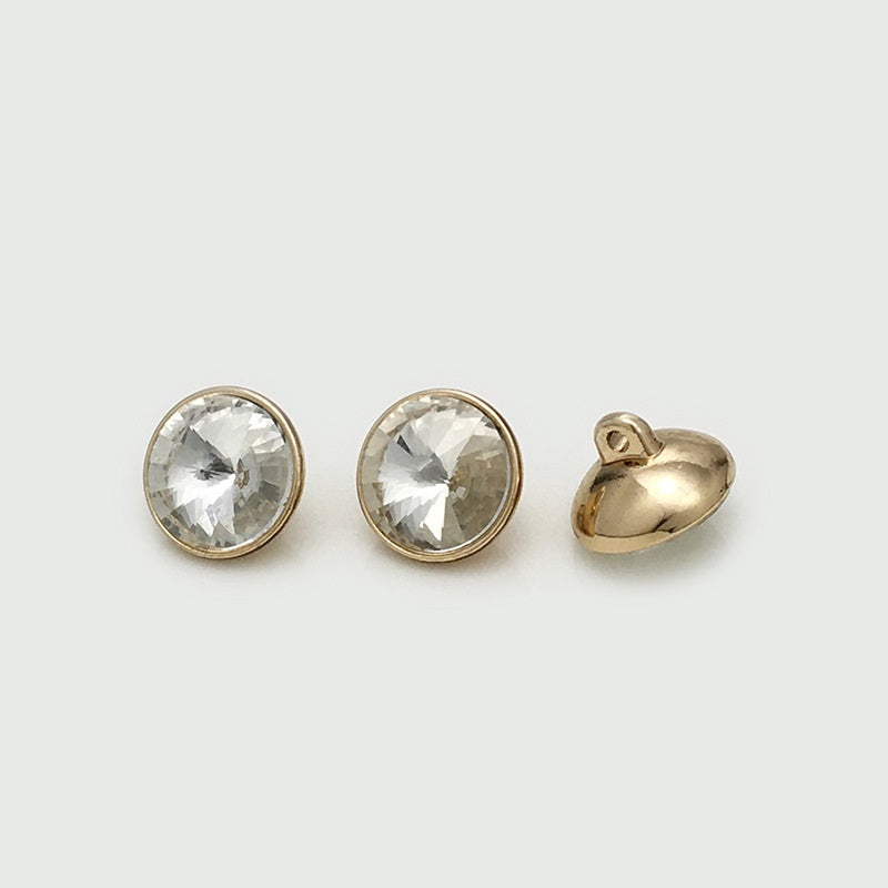10-20mm Metal Buttons with Colorful Crystal and Shank 20pcs