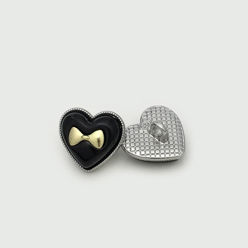 15mm Dual-Tone Heart Bow Metal Buttons for Sweater 12pcs