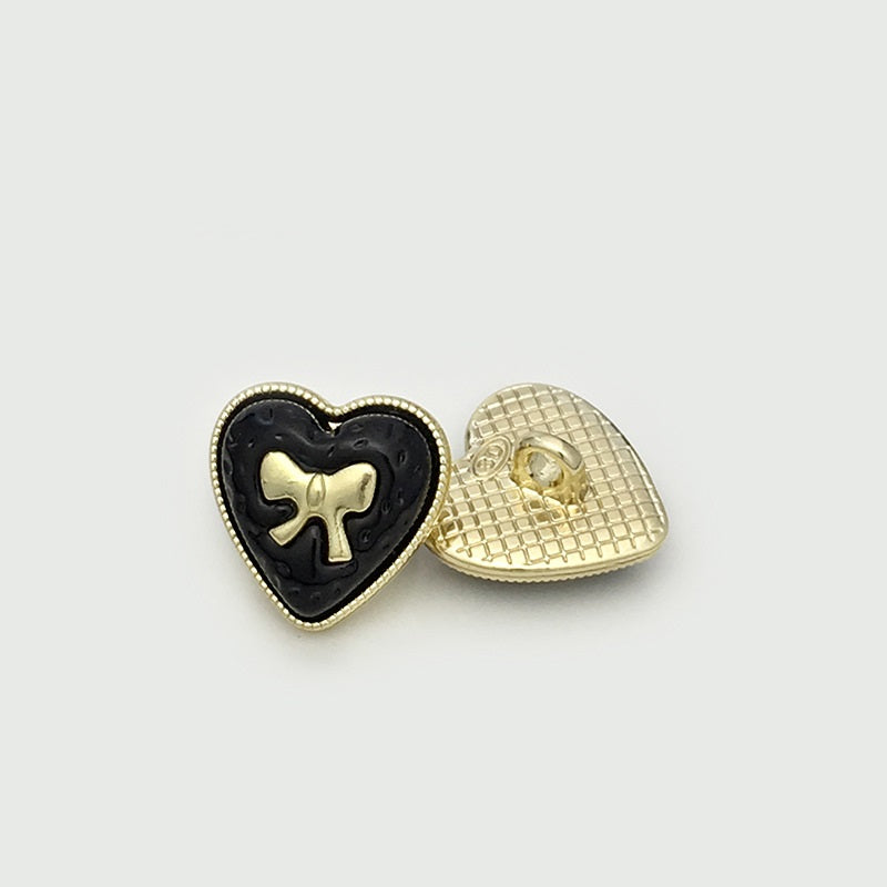 15mm Dual-Tone Heart Bow Metal Buttons for Sweater 12pcs