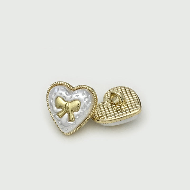15mm Dual-Tone Heart Bow Metal Buttons for Sweater 12pcs