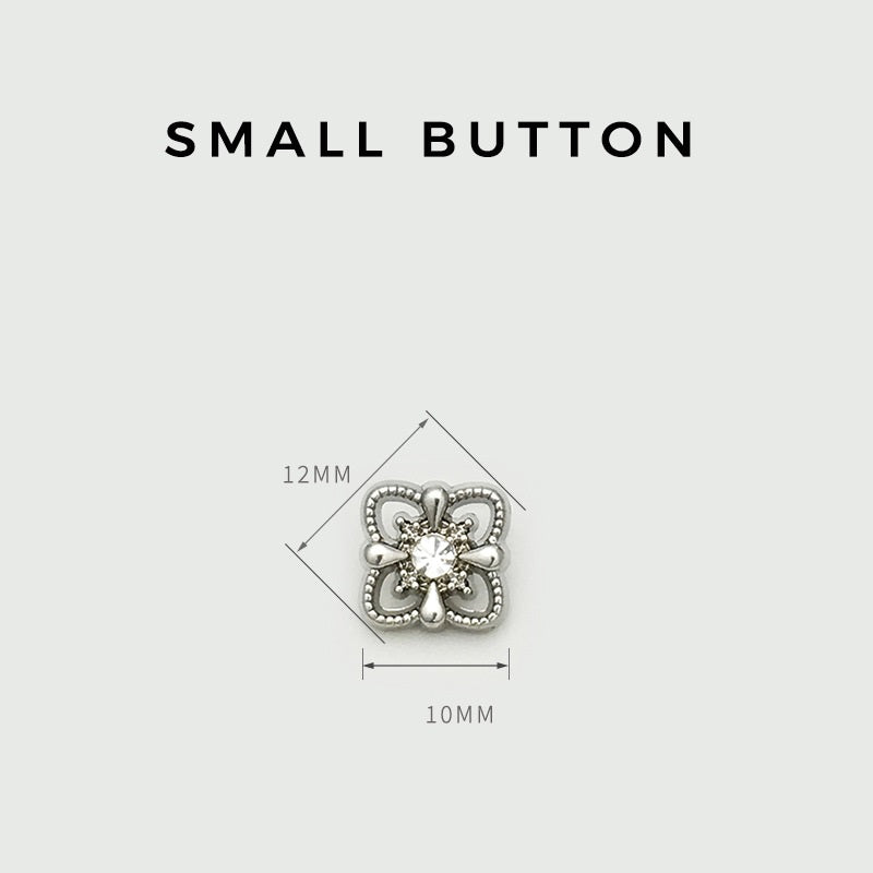 11mm Gold Silver Square Metal Hollow Diamond Shank Buttons 20pcs