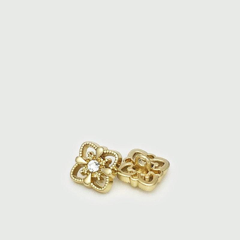 11mm Gold Silver Square Metal Hollow Diamond Shank Buttons 20pcs