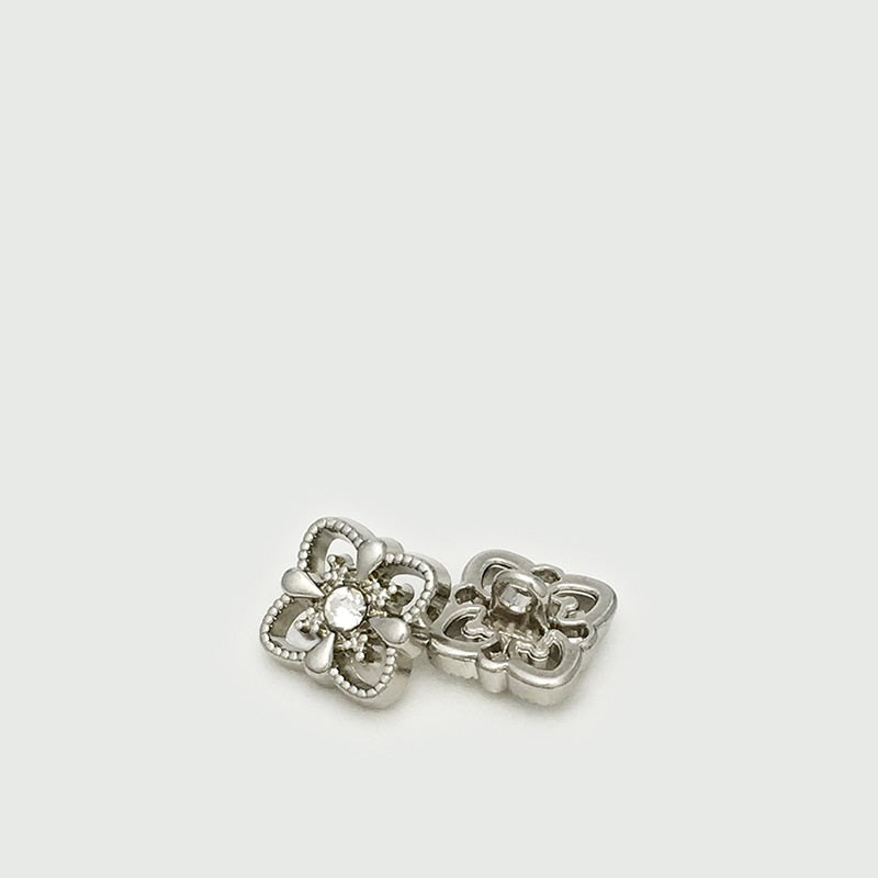 11mm Gold Silver Square Metal Hollow Diamond Shank Buttons 20pcs