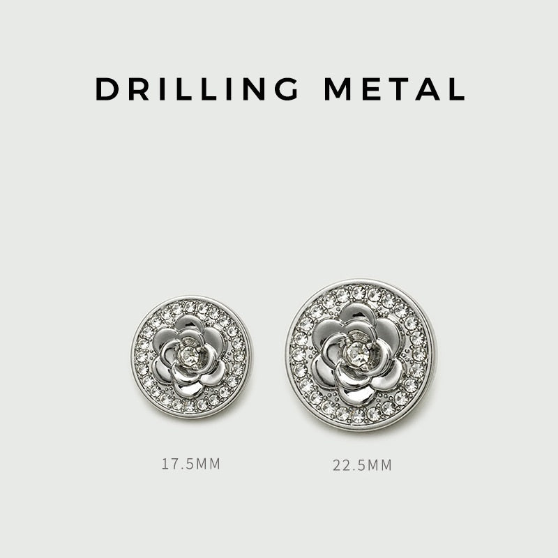 17.5/22.5mm Diamond Rose Metal Buttons for Coats Sweaters 20pcs