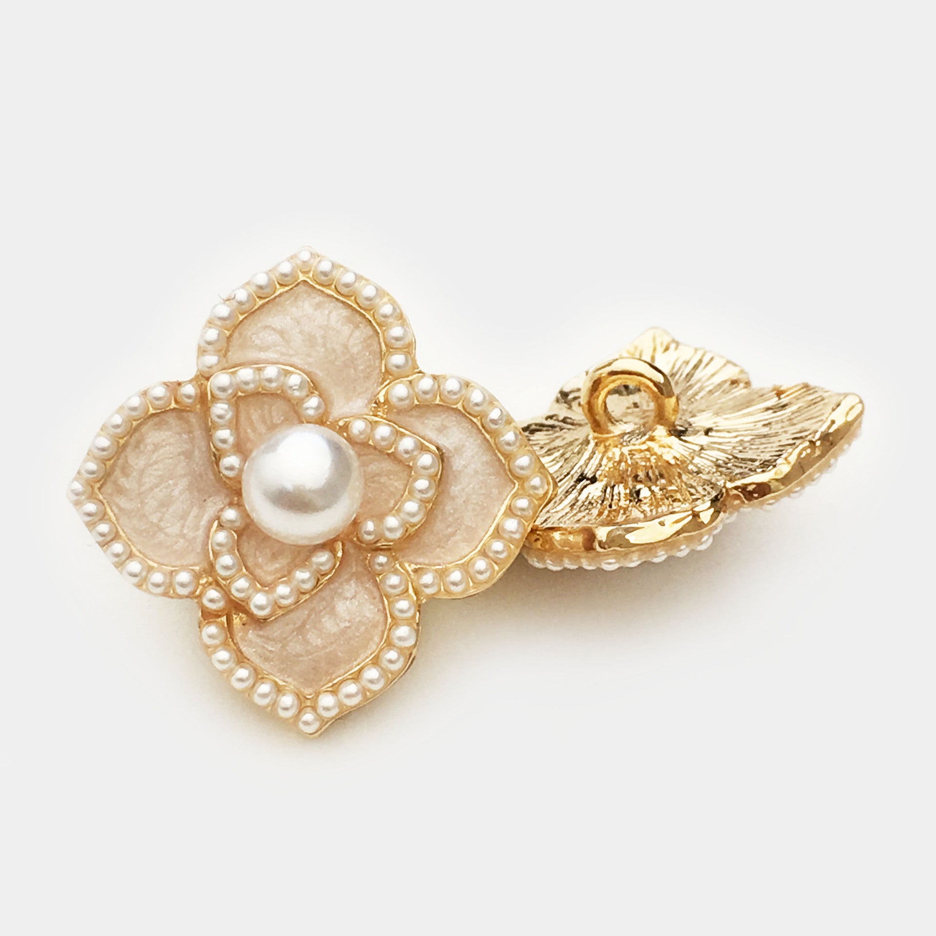 21mm 4/5-Petal Flower Pearl Metal Buttons with Shank 6pcs