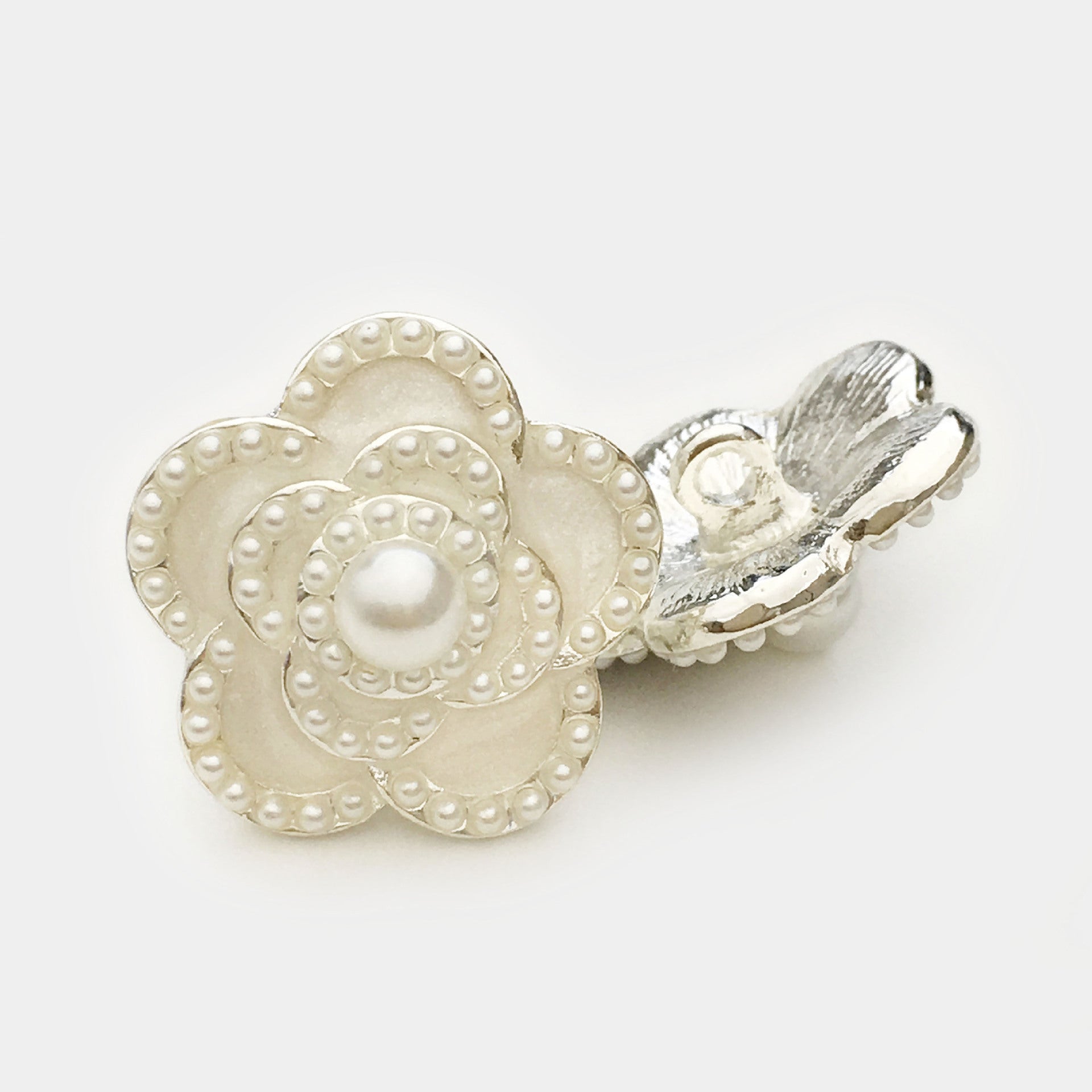 21mm 4/5-Petal Flower Pearl Metal Buttons with Shank 6pcs
