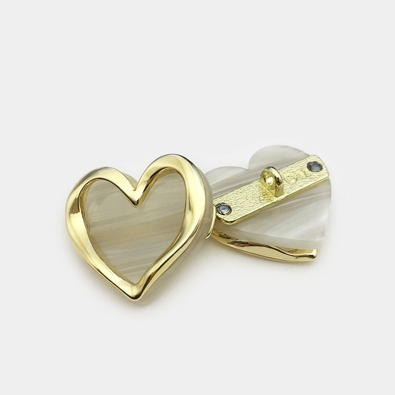 12mm Heart-Shaped Resin Metal Decorative Buttons 12pcs