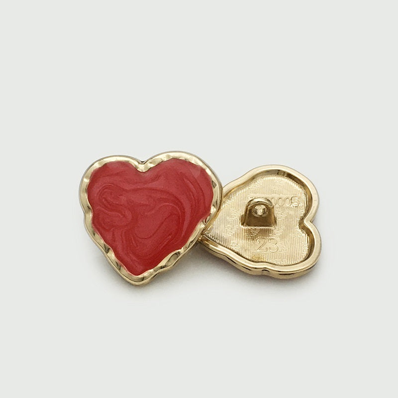 15-25mm Irregular Enamel Heart Shaped Metal Buttons 20pcs