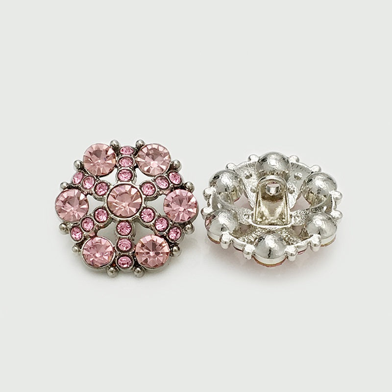 17,5/22,5mm Hohle Blumen Metallknöpfe mit vollem Diamant 12 Stück