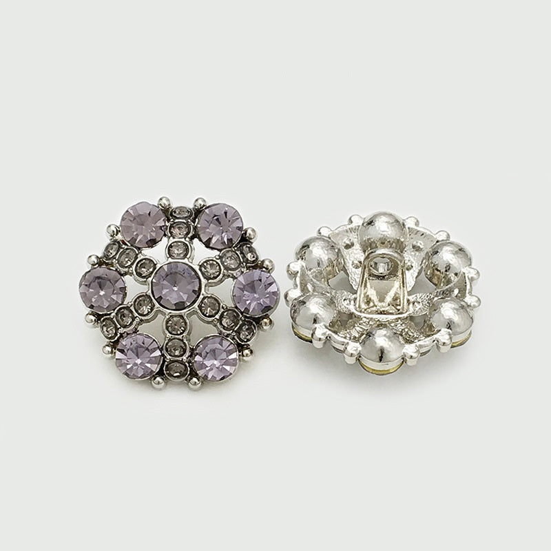 17,5/22,5mm Hohle Blumen Metallknöpfe mit vollem Diamant 12 Stück
