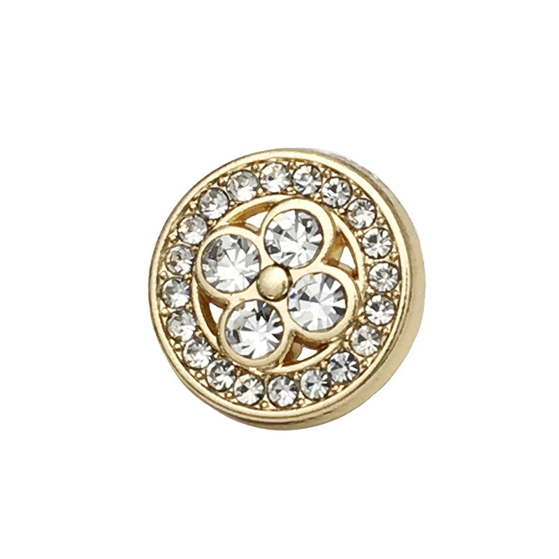 Botones de gemelos redondos de trébol de diamante de metal dorado y plateado de 11 mm 20 piezas