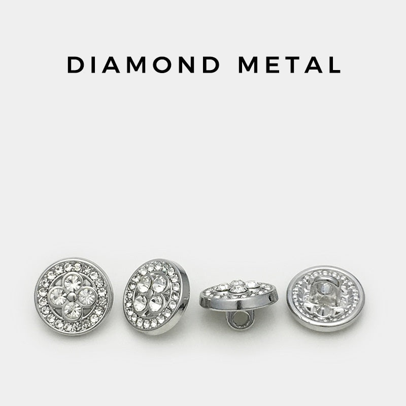 Botones de gemelos redondos de trébol de diamante de metal dorado y plateado de 11 mm 20 piezas