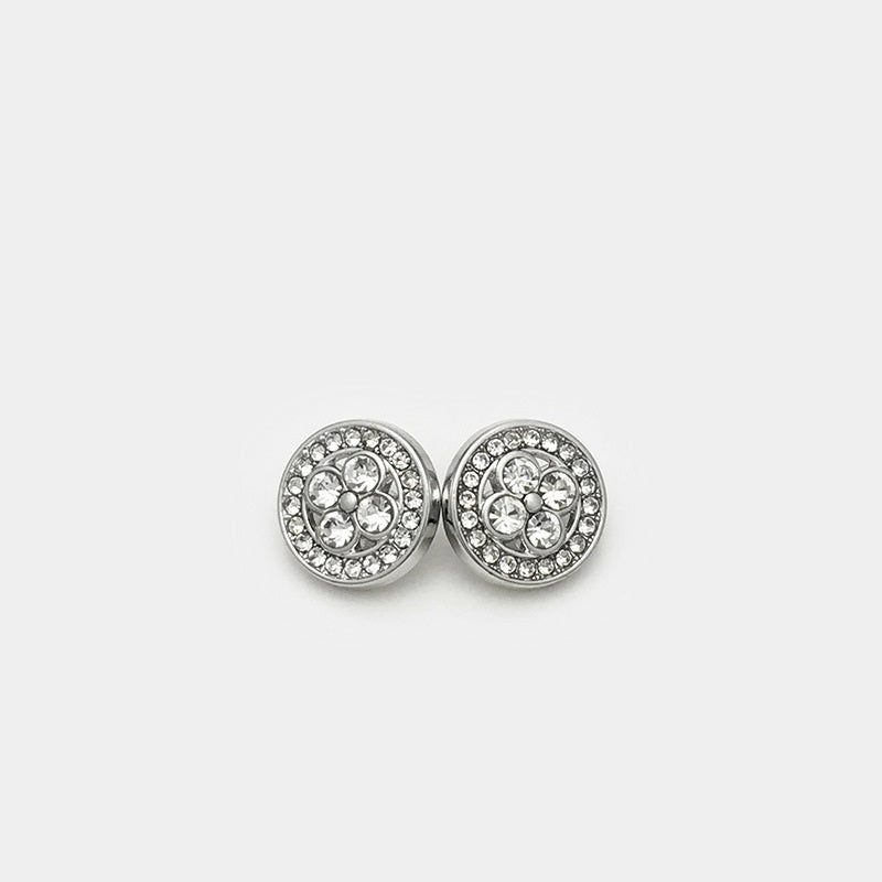 Botones de gemelos redondos de trébol de diamante de metal dorado y plateado de 11 mm 20 piezas