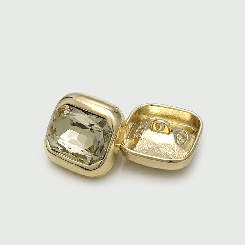 17.5/22.5mm Square Metal Crystal Diamond Buttons Gold Silver Champagne 10pcs