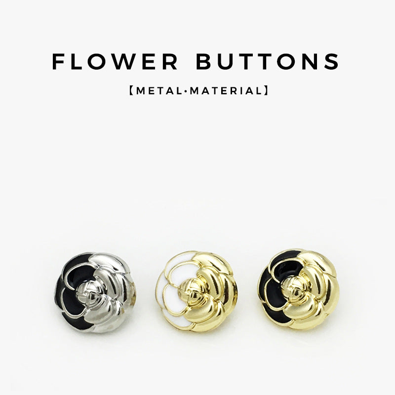 12mm Exquisite Gold & White Flower-Shaped Shirt Buttons 20pcs