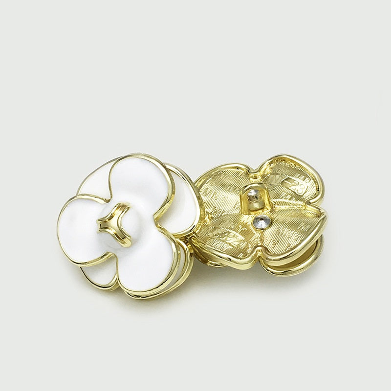 Boutons en métal à tige de camélia 3D noir et blanc de 25 mm, 12 pièces
