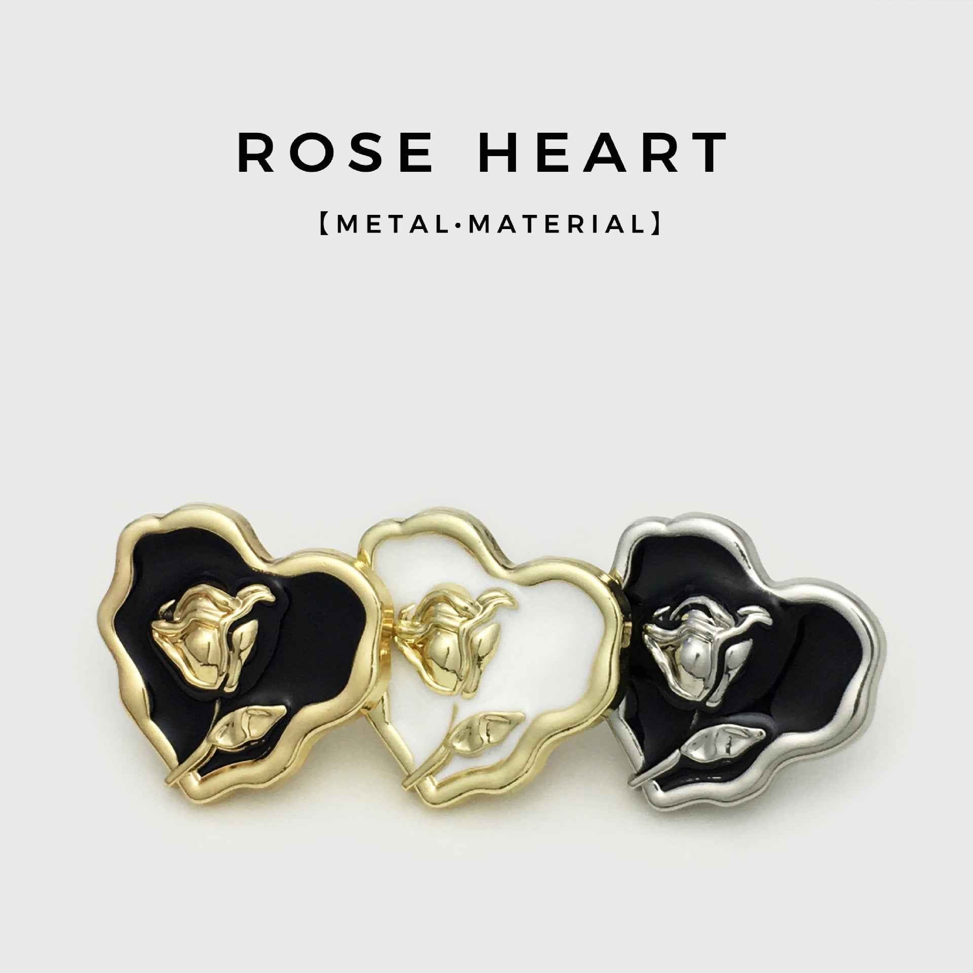 25mm Irregular Heart & Rose Metal Buttons for Women's Coats 20pcs - Lots of Buttons