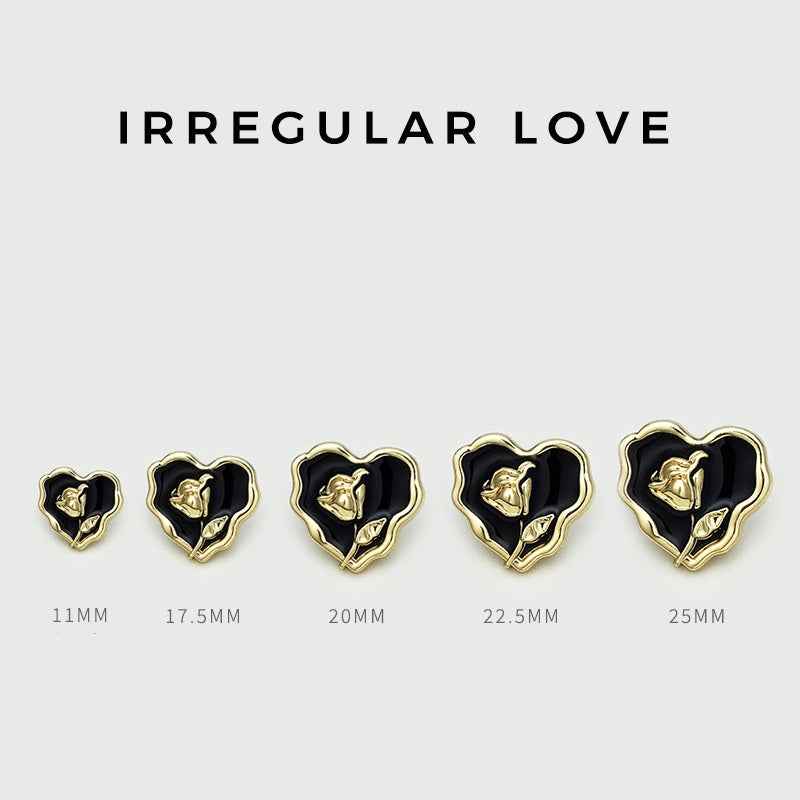 25mm Irregular Heart & Rose Metal Buttons for Women's Coats 20pcs - Lots of Buttons