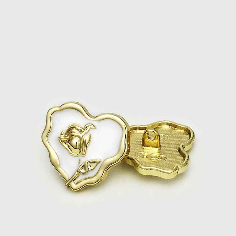 25mm Irregular Heart & Rose Metal Buttons for Women's Coats 20pcs - Lots of Buttons
