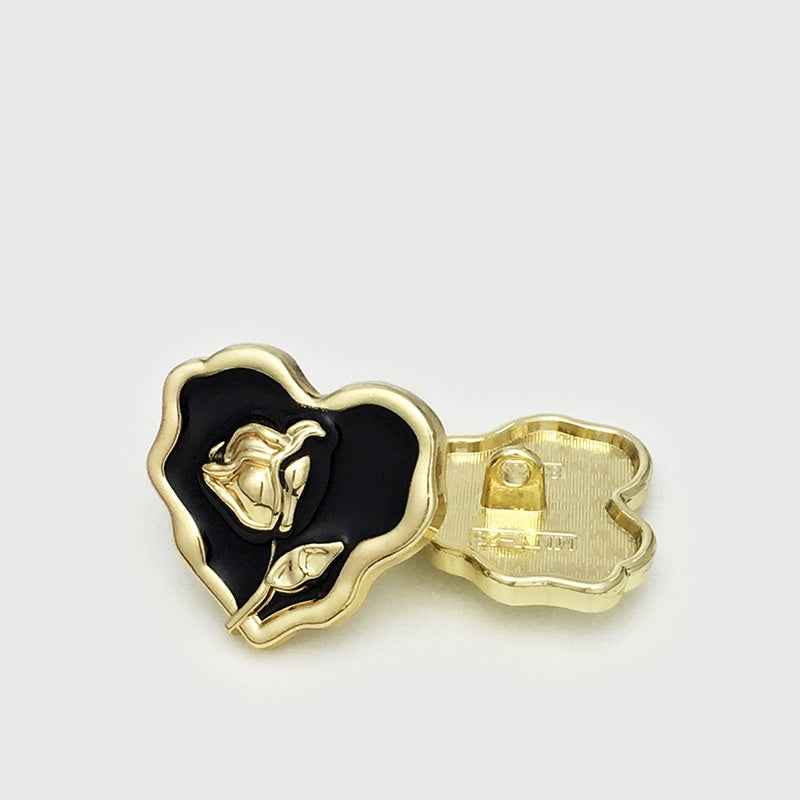 25mm Irregular Heart & Rose Metal Buttons for Women's Coats 20pcs - Lots of Buttons