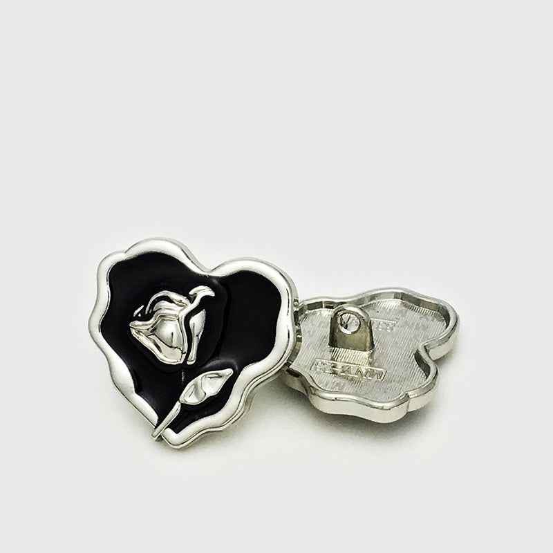 25mm Irregular Heart & Rose Metal Buttons for Women's Coats 20pcs - Lots of Buttons