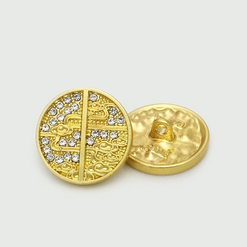 15/20mm Chinese Classical Cloud Metal Sewing Buttons with Diamonds 20pcs
