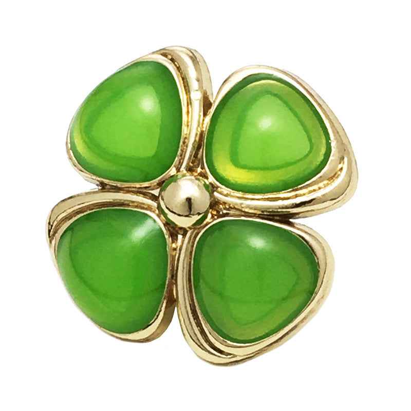 17.5/20/22.5mm Four-Leaf Clover Cat's-Eye Stone Metal Buttons 12pcs - Lots of Buttons