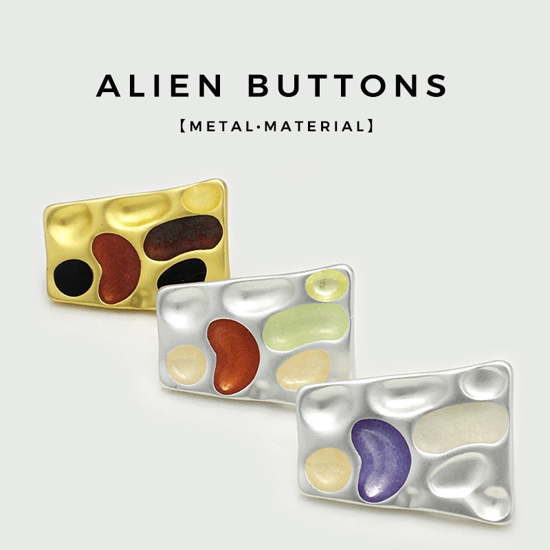 Boutons en métal concaves irréguliers trapézoïdaux de 24 mm pour manteaux, 12 pièces