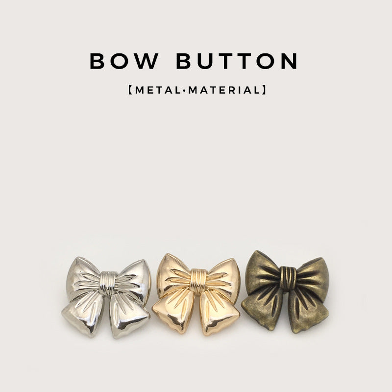 15-25mm Vintage Bronze Bow-Shaped Metal Decorative Buttons 20pcs
