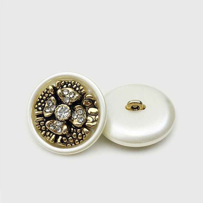 17.5/22.5mm Diamond Flower Metal-Resin Buttons for Women's Coats 12pcs - Lots of Buttons