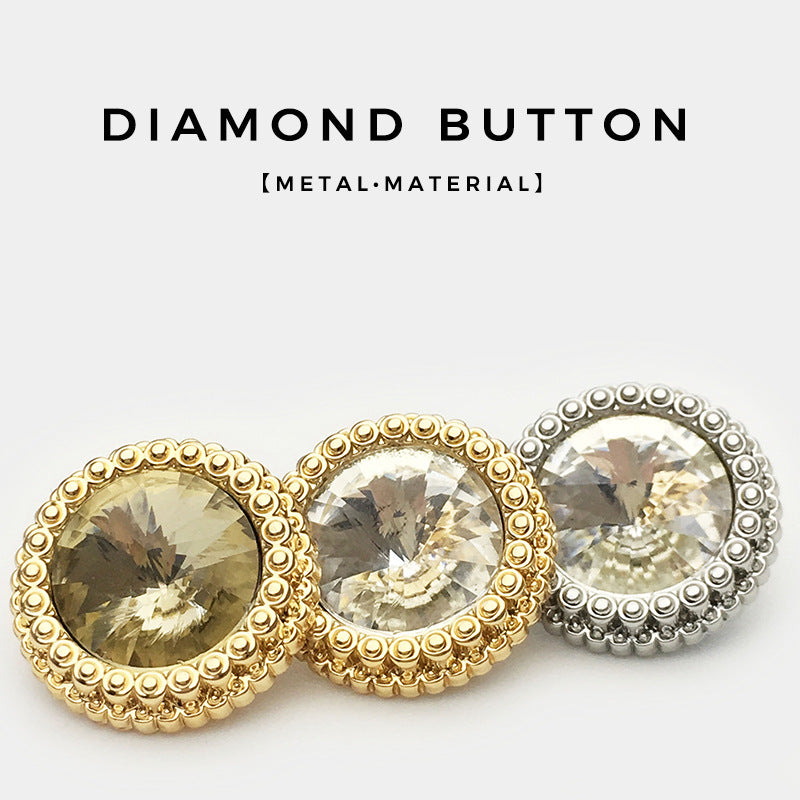 11-20mm Diamond Crystal Embellished Metal Button for Shirt Cuff 12pcs