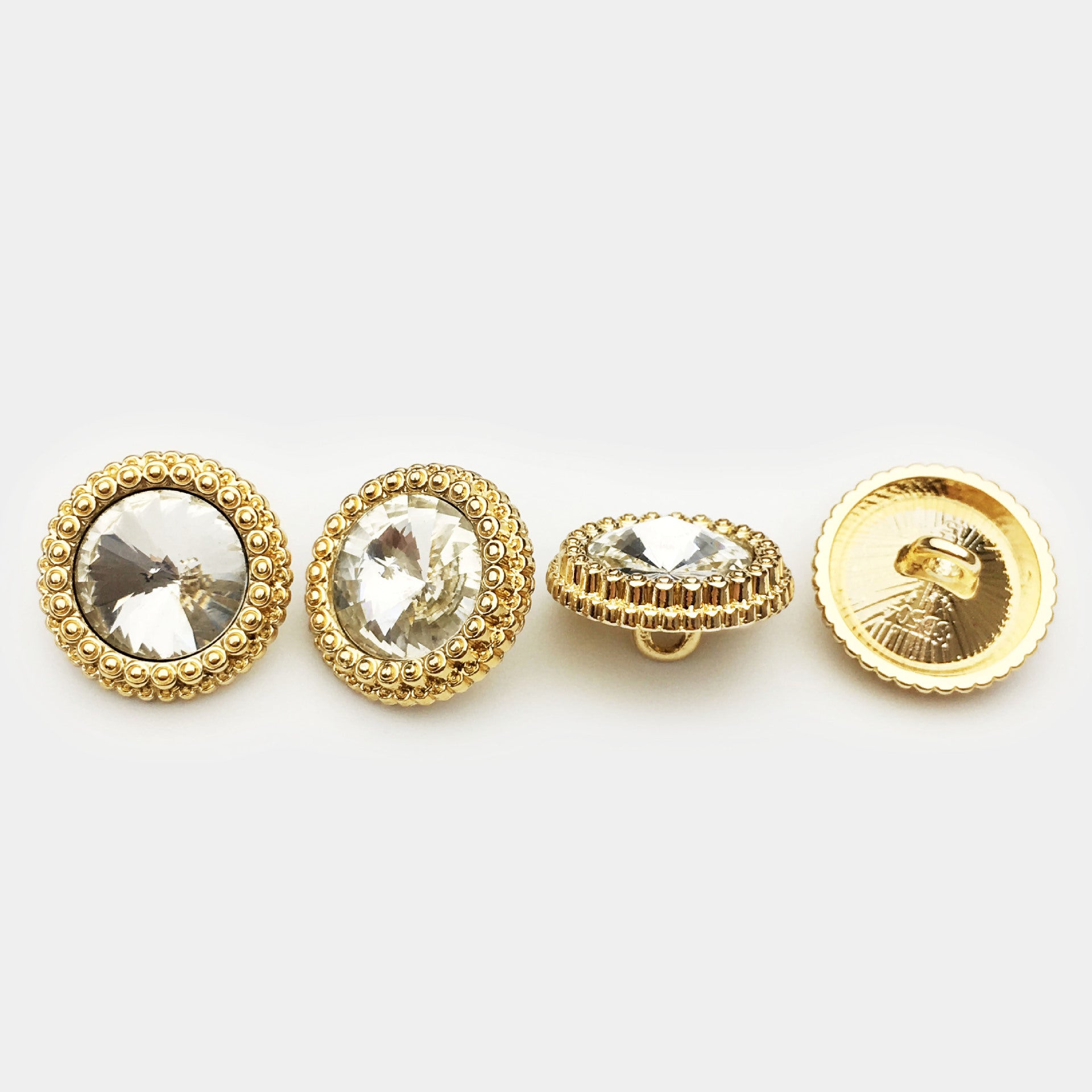 11-20mm Diamond Crystal Embellished Metal Button for Shirt Cuff 12pcs