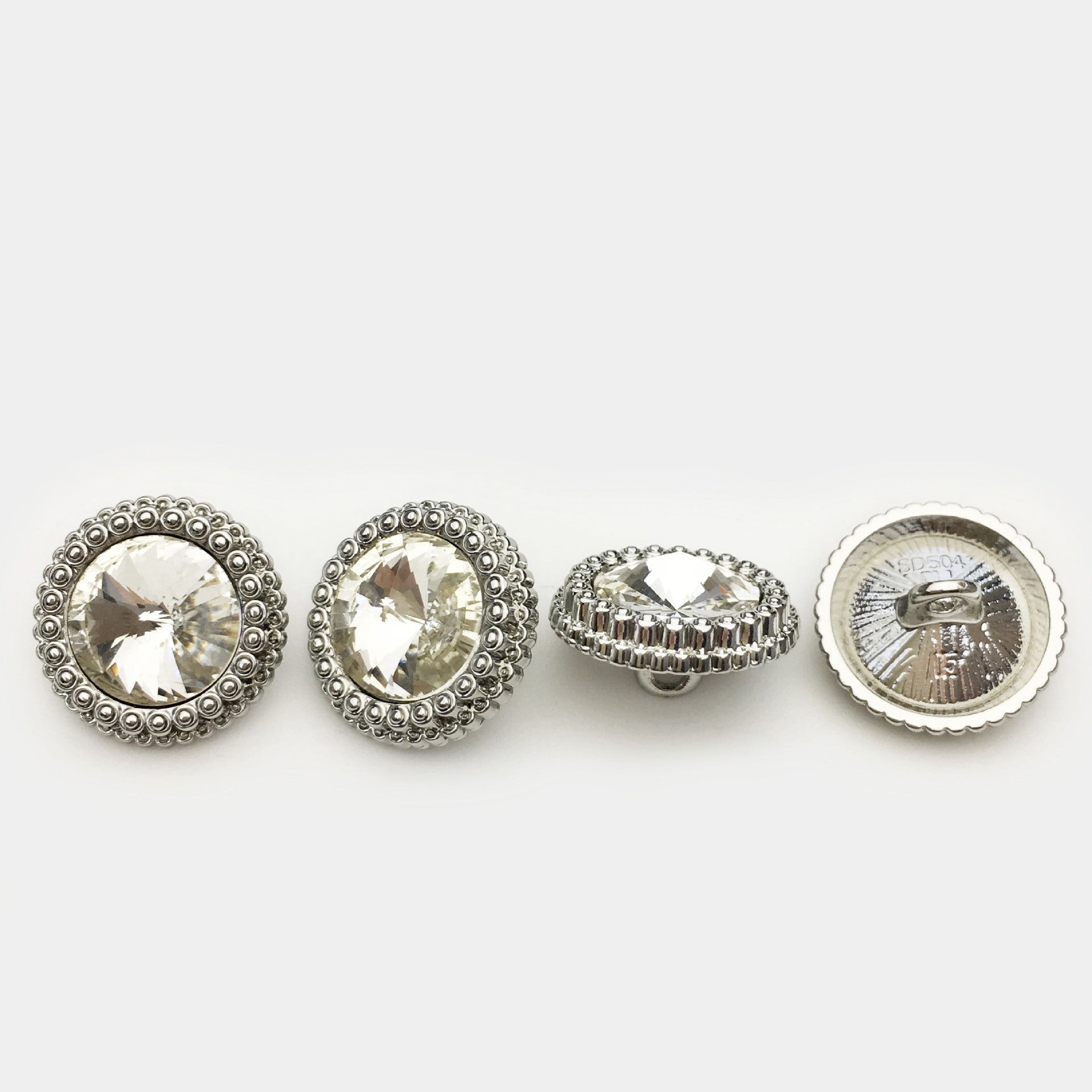11-20mm Diamond Crystal Embellished Metal Button for Shirt Cuff 12pcs