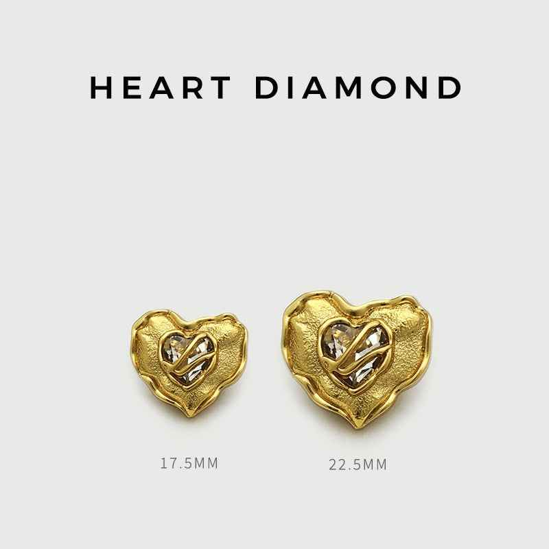 17.5/22.5mm Gold Silver Heart-Shaped Diamond Buttons for Women's Coats 10pcs - Lots of Buttons
