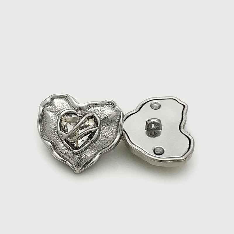 17.5/22.5mm Gold Silver Heart-Shaped Diamond Buttons for Women's Coats 10pcs - Lots of Buttons
