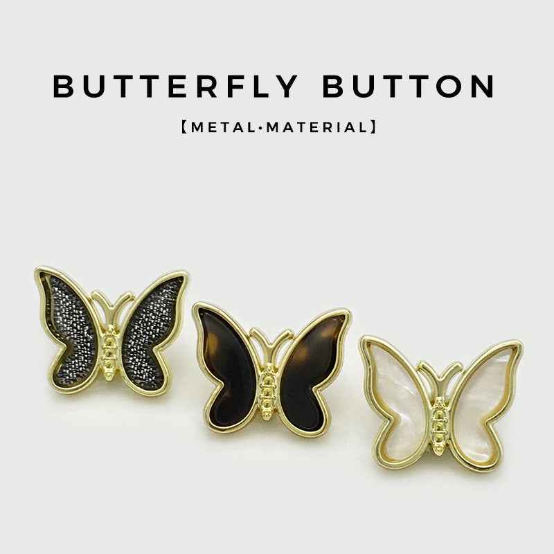 20mm Vintage 3D Butterfly Metal Buttons for Women's Outerwear 12pcs - Lots of Buttons