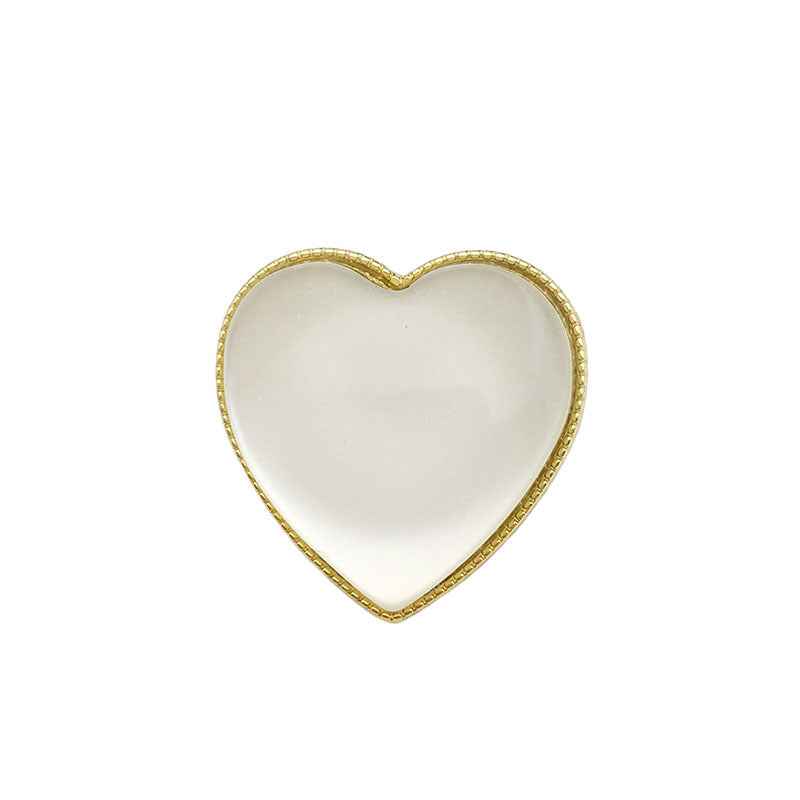 Cat's-Eye Opal Stone Heart-Shaped Metal Decorative Buttons 20pcs - Lots of Buttons