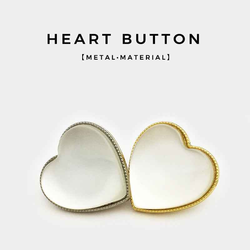Cat's-Eye Opal Stone Heart-Shaped Metal Decorative Buttons 20pcs - Lots of Buttons