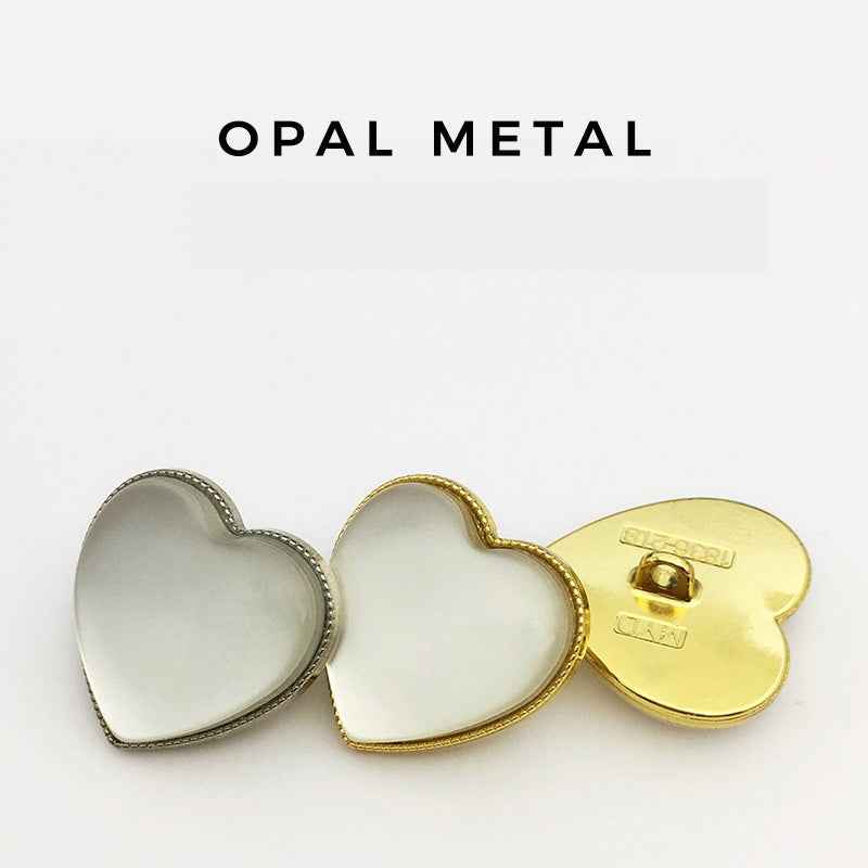 Cat's-Eye Opal Stone Heart-Shaped Metal Decorative Buttons 20pcs - Lots of Buttons