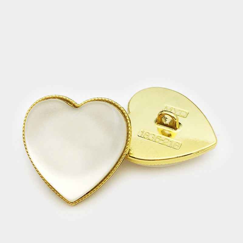 Cat's-Eye Opal Stone Heart-Shaped Metal Decorative Buttons 20pcs - Lots of Buttons