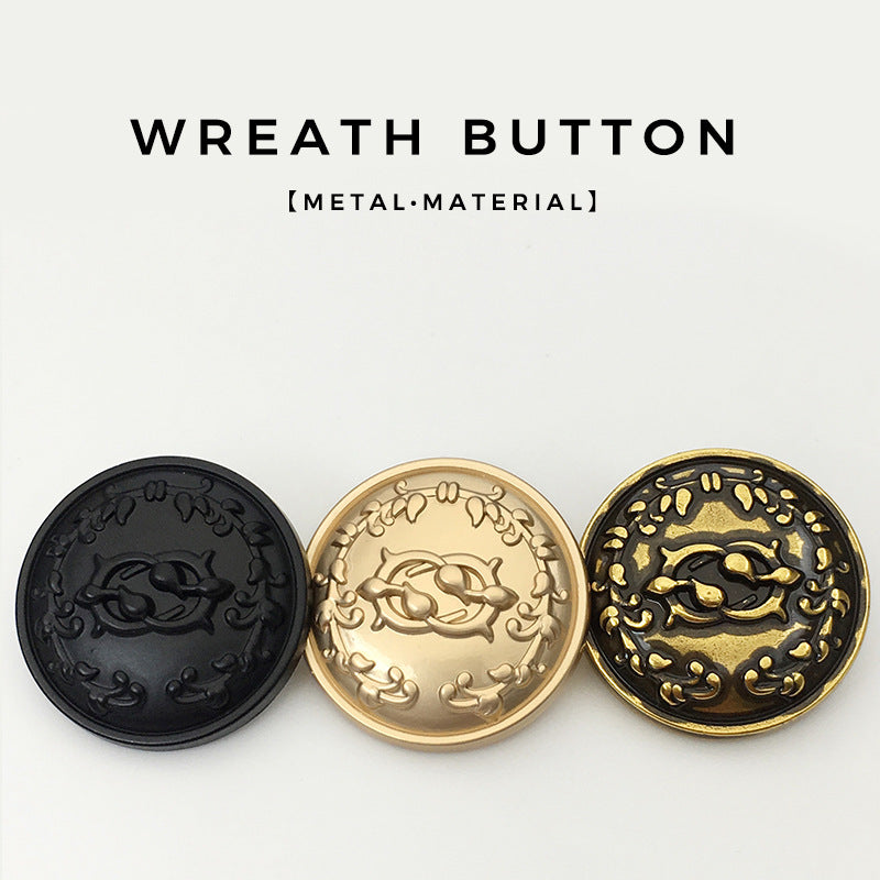 25mm Antique Gold/Black/Bronze Wreath Circular Metal Buttons 20pcs