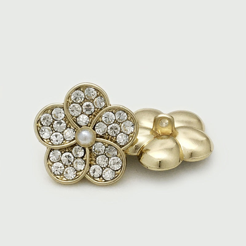 11.5/17.5/22.5mm Gold Silver Pearl Diamond Floral Metal Buttons 20PCS