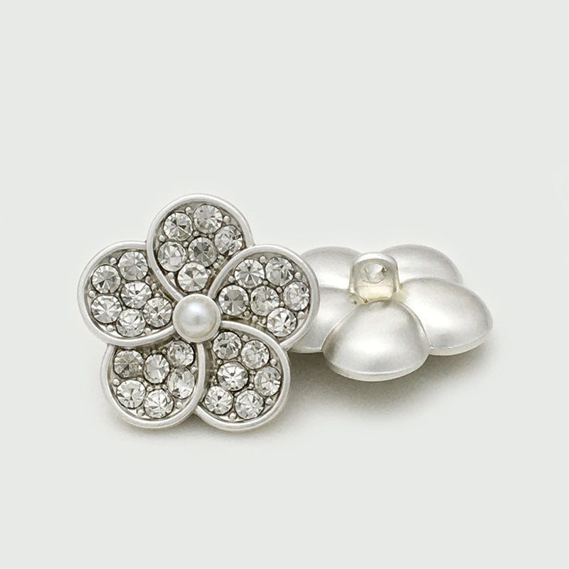 11.5/17.5/22.5mm Gold Silver Pearl Diamond Floral Metal Buttons 20PCS