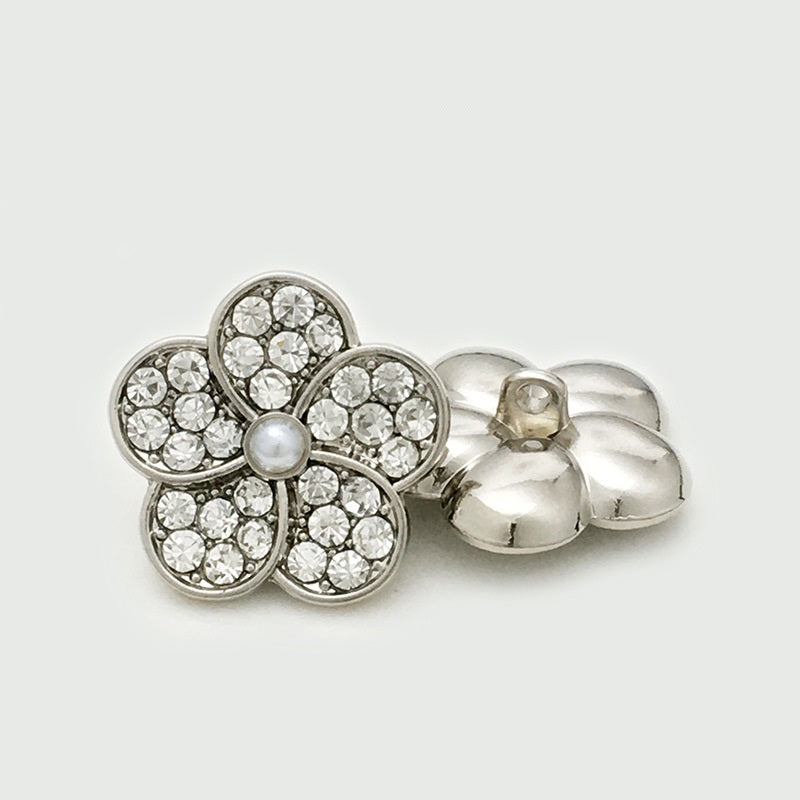 11.5/17.5/22.5mm Gold Silver Pearl Diamond Floral Metal Buttons 20PCS