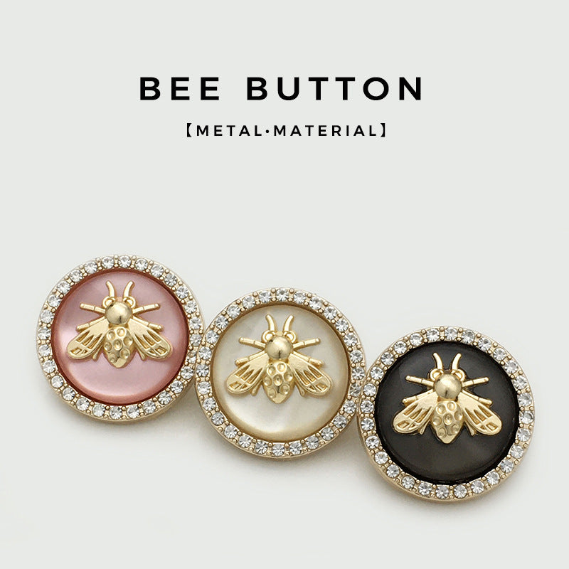 17.5/22.5mm Golden Bee Diamond Metal Dual Tone Buttons 12PCS