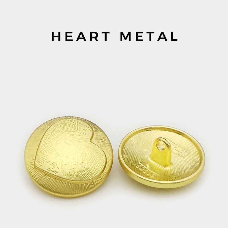 25mm Matte Gold Metal Heart-Shaped Buttons for Women's Coats 20PCS - Lots of Buttons