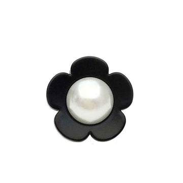 17.5/22.5mm Black White Floral Cat's-Eye Pearl Resin Buttons 20pcs - Lots of Buttons